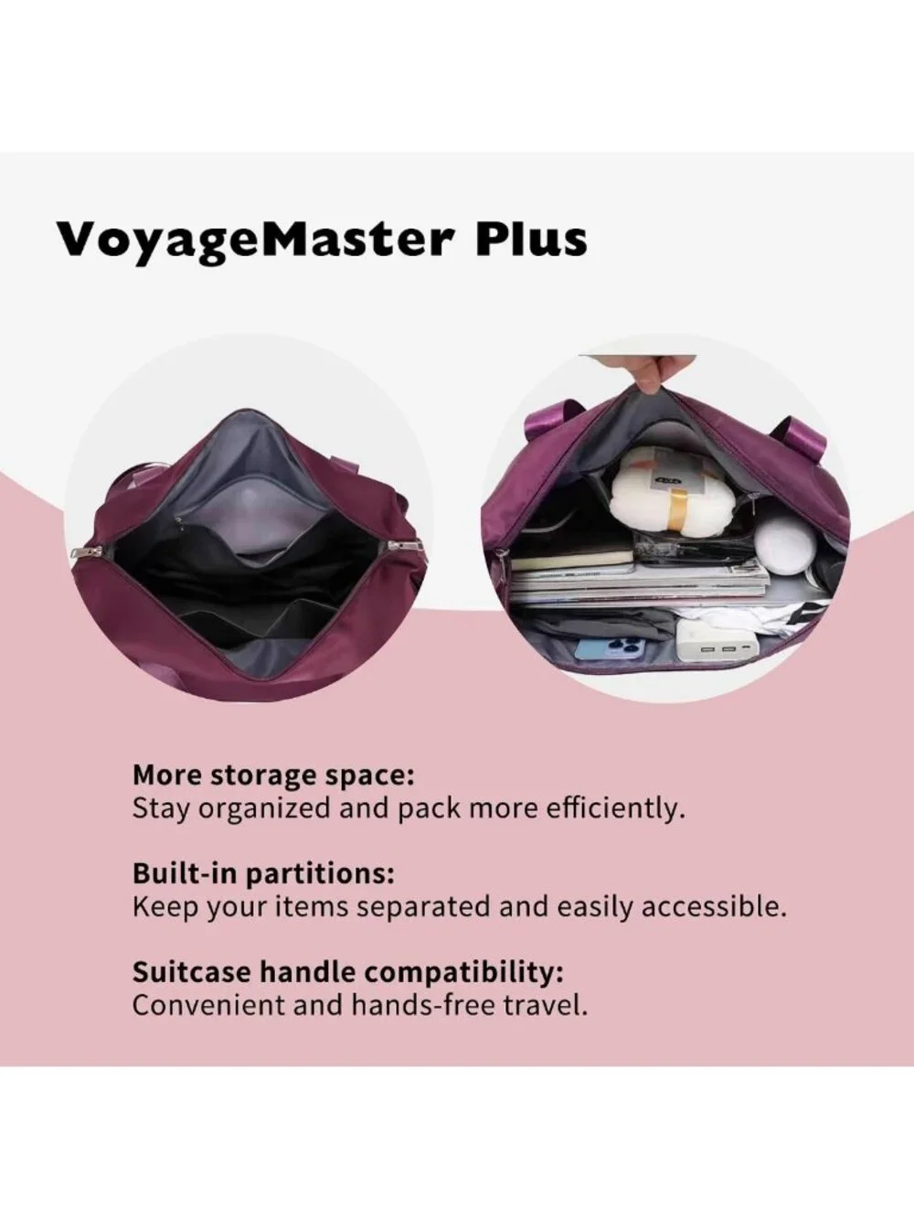 Expandable Rolling Duffel Bag with Removable Wheels - Travel Carry-On Luggage
